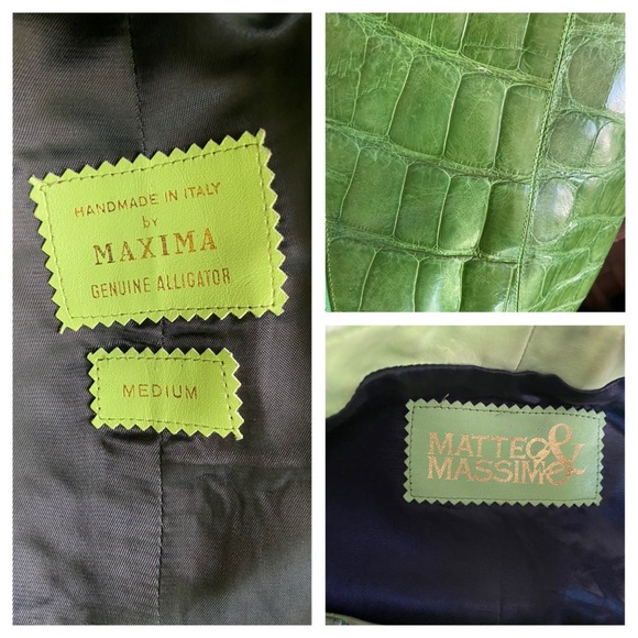 Designer Maxima Genuine Alligator green vest coat jacket S-M 2-6/8 - Picture 16 of 16